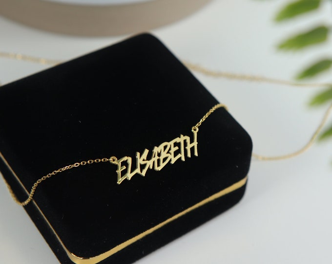 Name Necklace Sterling Silver Name Plate Necklace Stylish 925K Solid Silver Personalized Name Necklace Special Font Name necklace gift idea