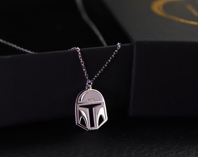 Bounty Seeker's Distinctive Helmet Pendant Silver Helmet Necklace