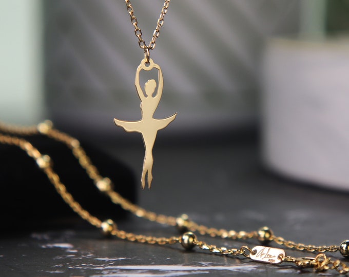 Little Ballerina Dancing Swan 14K Gold Ballet Dainty Ballerina Pendant for Dance Lovers Gift for dancer Perfect Gift Mothers Day Gift Idea