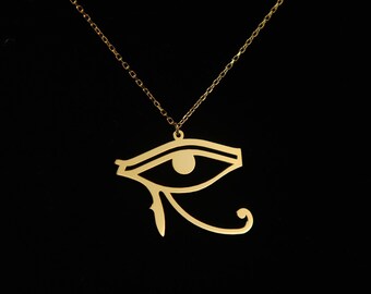 Sterling Silver Eye of Horus Necklace: Egyptian Ra Symbol Charm