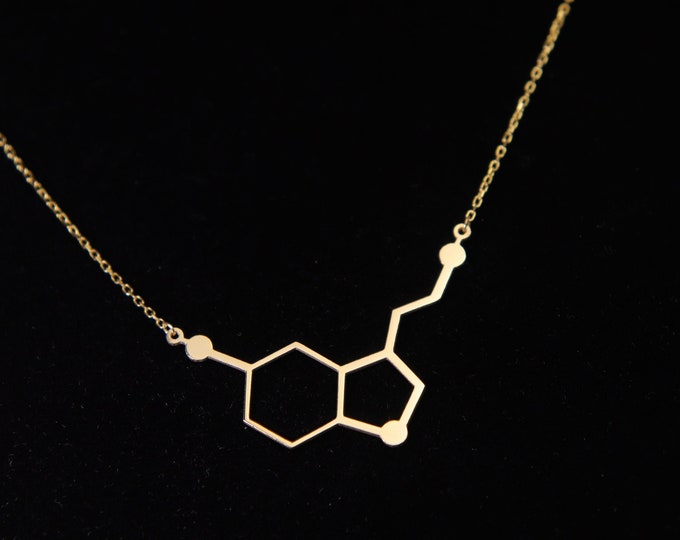 Serotonin Necklace Pendant of Happiness Mood and inner Chemistry of mental wellness Silver Serotonin necklace gift for mom Mother's day Gift