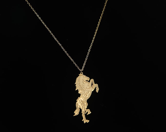 Majestic Mustang Silver Necklace - Equestrian Elegance Horse Pendant Silver Wild Horse Necklace Spirit of Wilderness