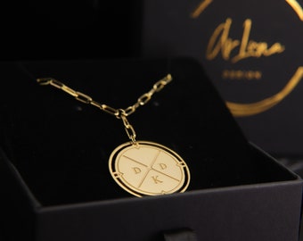 Special Mother's Gift for Her, Compass Necklace, Compass Pendant, Paperclip Chain, Family Necklace, Couple Necklace, Gold Compass Necklace