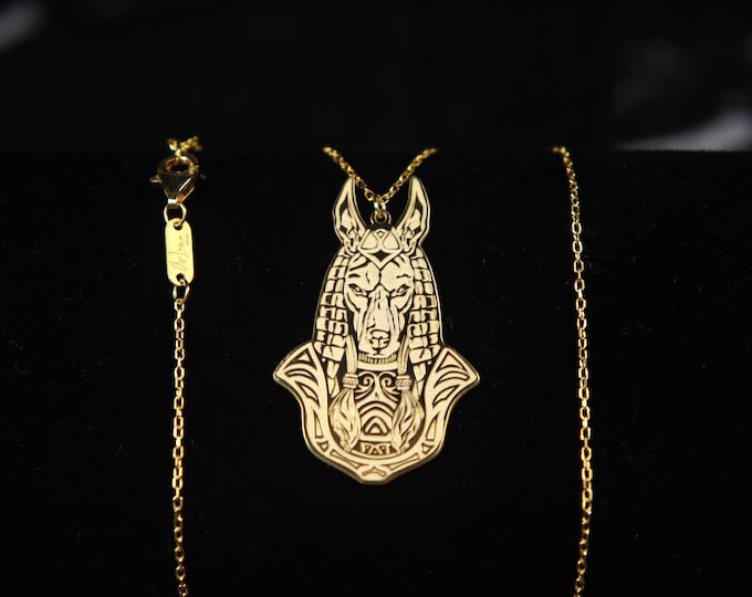 The Anubis Necklace God of Afterlife Gold Sentinel Charm for her Journey of the Underworld Gift for Ethernal Egyptian Guardian Necklace
