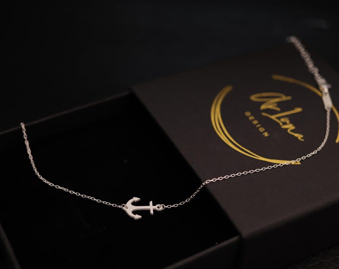 Anchor Charm Necklace Minimalist Anchor Necklace  925 Sterling Silver Nautical Jewelry - Dainty Cable Chain, Gold, Silver, Rose Gold Plating
