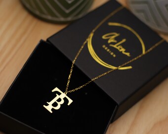 Custom Initial Necklace – Sterling Silver Double Letter Pendant