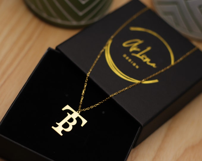 Initials Necklace Double Letter Pendant Name Necklace Customizable Name Initial Necklace - Personalized Alignment Christmas Gift