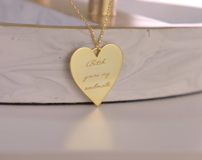 Heart with a soulmate statement Necklace best Friend necklace for her Mother's day gift idea Dainty love Necklace for stylish mom