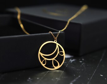 Sterling Silver Crescent Moon Necklace: Gold Talisman Pendant