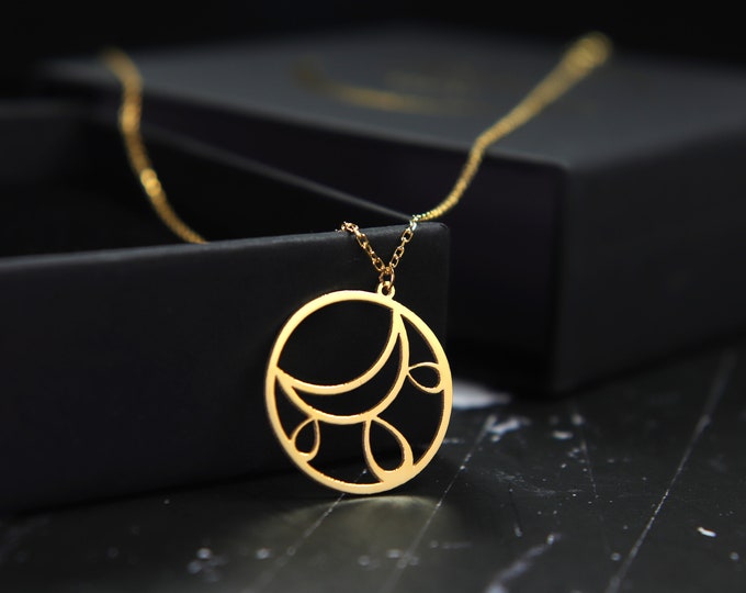 Talisman Crescent Moon Charm Necklace Silver Connection Pendant Gold Power of Moon Talisman Charm for Spiritual Person Mothers Day Gift Idea