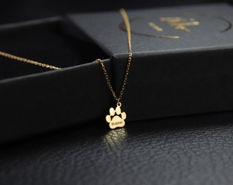 Personalized Dog Paw Necklace - Sterling Silver Pet Love with Customizable Engraving Paw Print Necklace Dog Lover Gift Custom Pet Jewelry