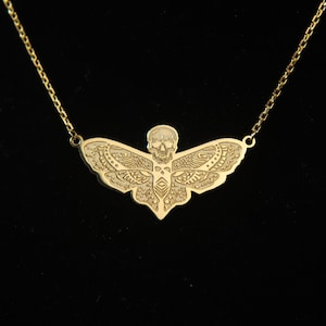 Deaths Head Moth Pendant Necklace Silence of lambs necklace, Big Skull and Death Head Insect jewelry Butterfly pendant Mother&#39;s day Gift