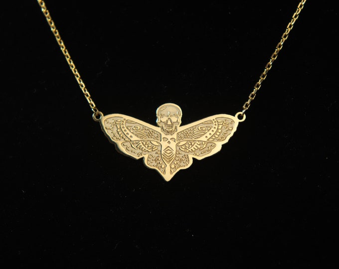 Deaths Head Moth Pendant Necklace Silence of lambs necklace, Big Skull and Death Head Insect jewelry Butterfly pendant Mother's day Gift