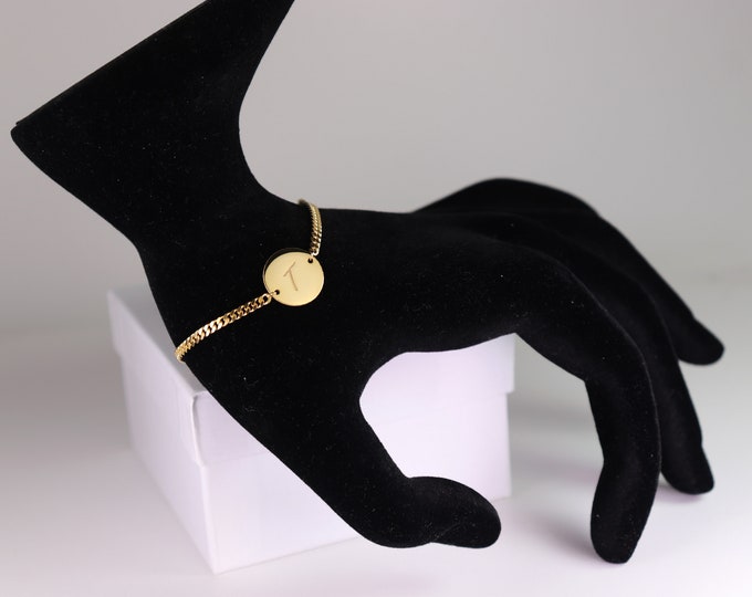 Coin Name initial bracelet with curb chain Custom Bracelet for her Special Name Bracelet gift for mothers Best gift for New born baby shower