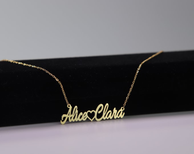 Personalized Name Necklace gift for mom Custom Name Pendant with Heart Stylish Design for her Dainty Name Necklace gift for Christmas