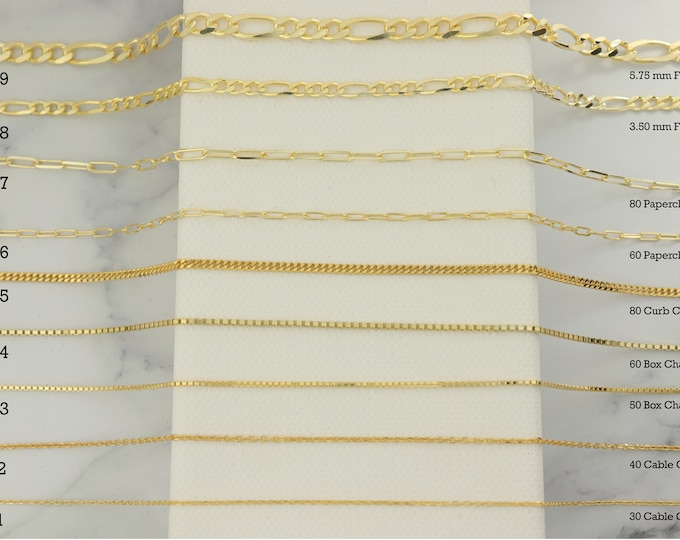 Figaro Paperclip Curb Box Cable Chain Solid Silver Figaro 925K Silver Curb Sterling silver Cable Gold Vermeil Paperclip Necklace, Chain only