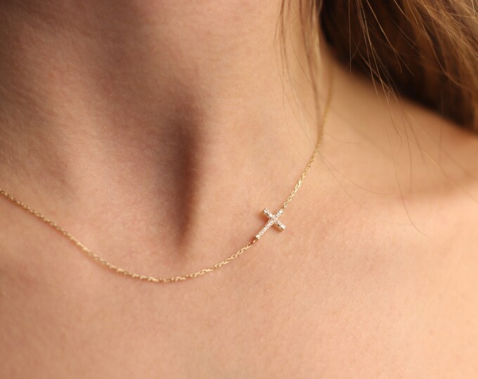 14K Gold Cross with zircon stones, Special order for Connie