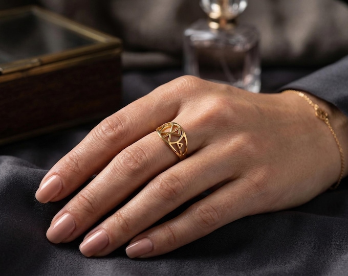 Bind Rune Ring 925K Silver| Viking Rune Symbol Ring | Norse Nordic Spiritual Ring | Minimalist Rune Jewelry | Gold, Rose Gold Plated