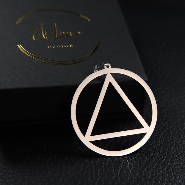 Angelic Justice Sigil Circle and Triangle Charm Geometric Symbol Perfect Circle and Triangle Necklace 2-inch diameter Geometrical Charm
