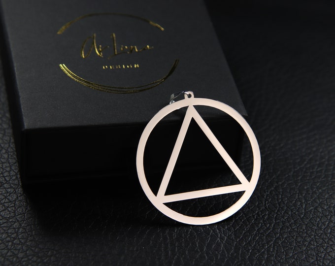 Angelic Justice Sigil Circle and Triangle Charm Geometric Symbol Perfect Circle and Triangle Necklace 2-inch diameter Geometrical Charm