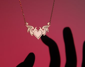Collar de ángel y demonio en plata de ley: un regalo de amor celestial