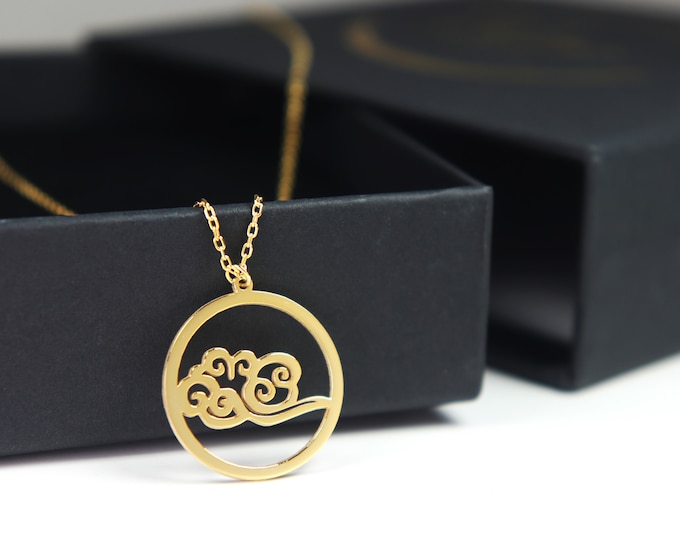 The Air Elemental Necklace Gold Alchemy Necklace Silver 4 Elements Pendant Air Element Symbol Necklace Natural Connection Power of Nature
