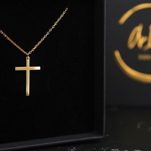 14k Solid Gold Cross Necklace Mother's day Gift for Her Perfect Christian Gift for Him Elegant Wedding Gift Best Wedding Bridesmaid Gift