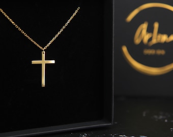 14k Solid Gold Cross Necklace Mother&#39;s day Gift for Her Perfect Christian Gift for Him Elegant Wedding Gift Best Wedding Bridesmaid Gift