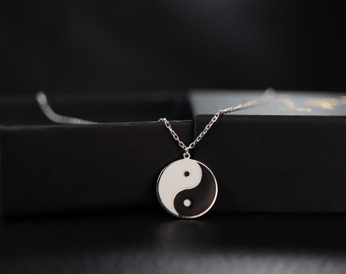 Yin and Yang Personalized Silver Hand-Crafted Enamel Yin and Yang Necklace - Symbol of Balance and Harmony