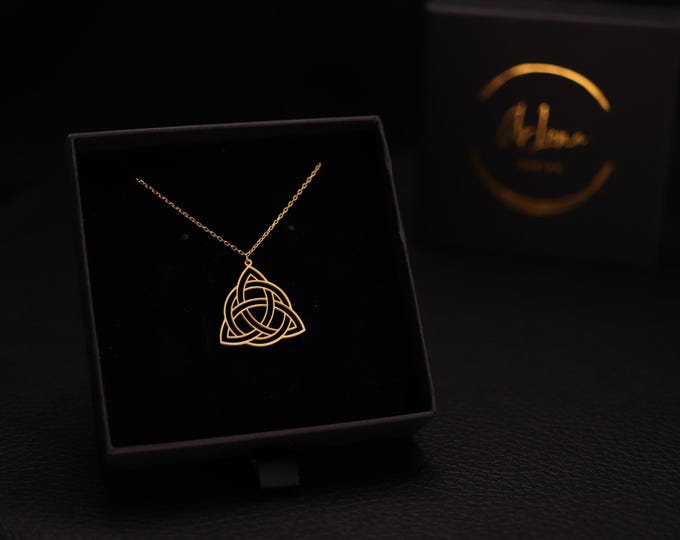 Celtic Trinity Knot Necklace – 925 Sterling Silver Pendant in Gold, Silver, or Rose Gold Finish – Irish Symbol Jewelry, Handmade Gift