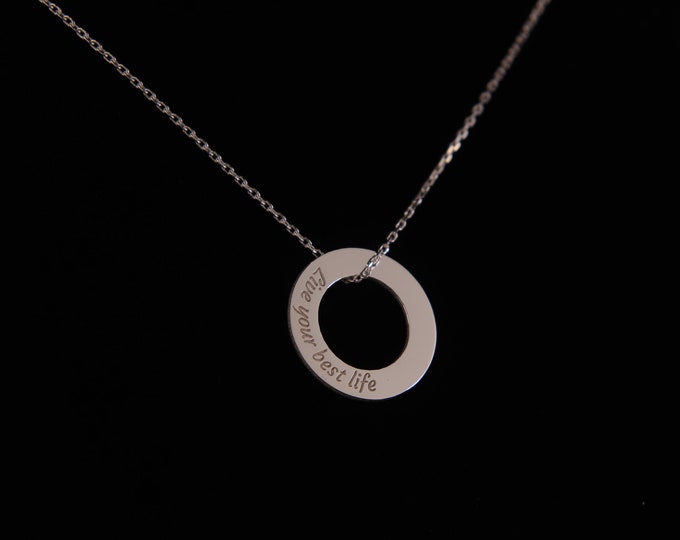 Live your Best Life Pendant, Statement Necklace for men, Circular pendant design for women Best Mother's day Gift Idea Simple and strong