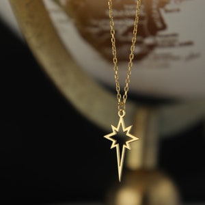 North Star Necklace, Mother's Gift for Her, Polar Star Necklace, Celestial Necklace, Gold Star Necklace for mothers day,14K Gold North Star