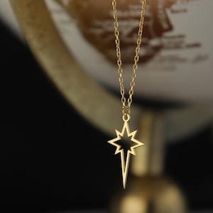 North Star Necklace, Mother&#39;s Gift for Her, Polar Star Necklace, Celestial Necklace, Gold Star Necklace for mothers day, Silver North Star