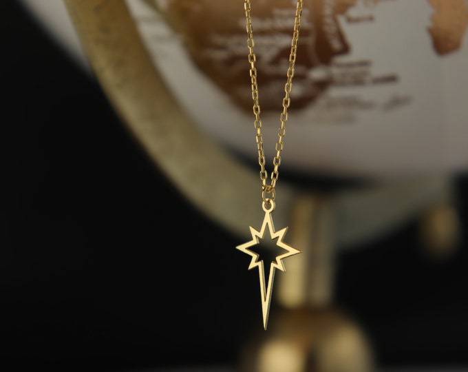 North Star Necklace, Mother's Gift for Her, Polar Star Necklace, Celestial Necklace, Gold Star Necklace for mothers day, Silver North Star