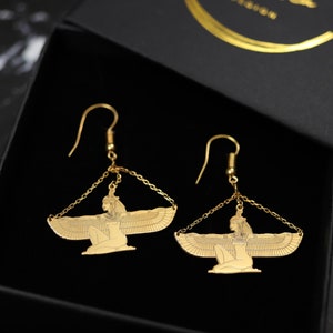 Maat The Goddess of truth Earrings silver Ma&#39;at Earring symbol of balance and harmony Spiritual and ancient gold necklace best gift for her