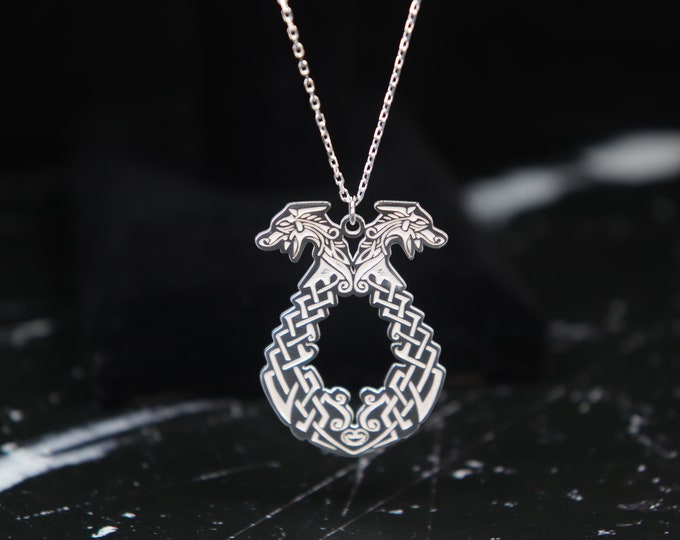 Viking Dragon Necklace - Nordic Elegance in Silver Gold or Rose Gold Viking Jewelry Pendant gift for men and women symbol of the strength