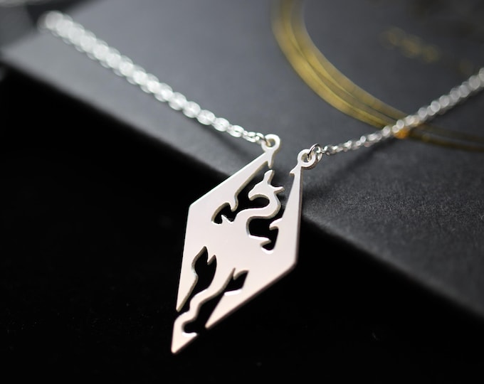 Dragon Necklace, Silver Dragon Charm with Dainty Chain