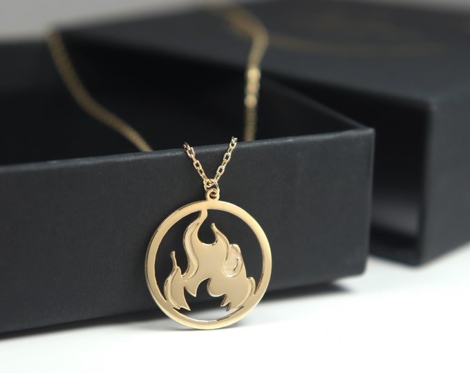 Inferno Blaze Fire Element Necklace Fire Element Pendant Ancient Power of Nature 5 Element Avatar Fire Kingdom Necklace for Mothers Day Gift