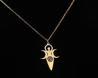 Triple Moon Goddess Necklace: Sterling Silver Divine Feminine Symbol