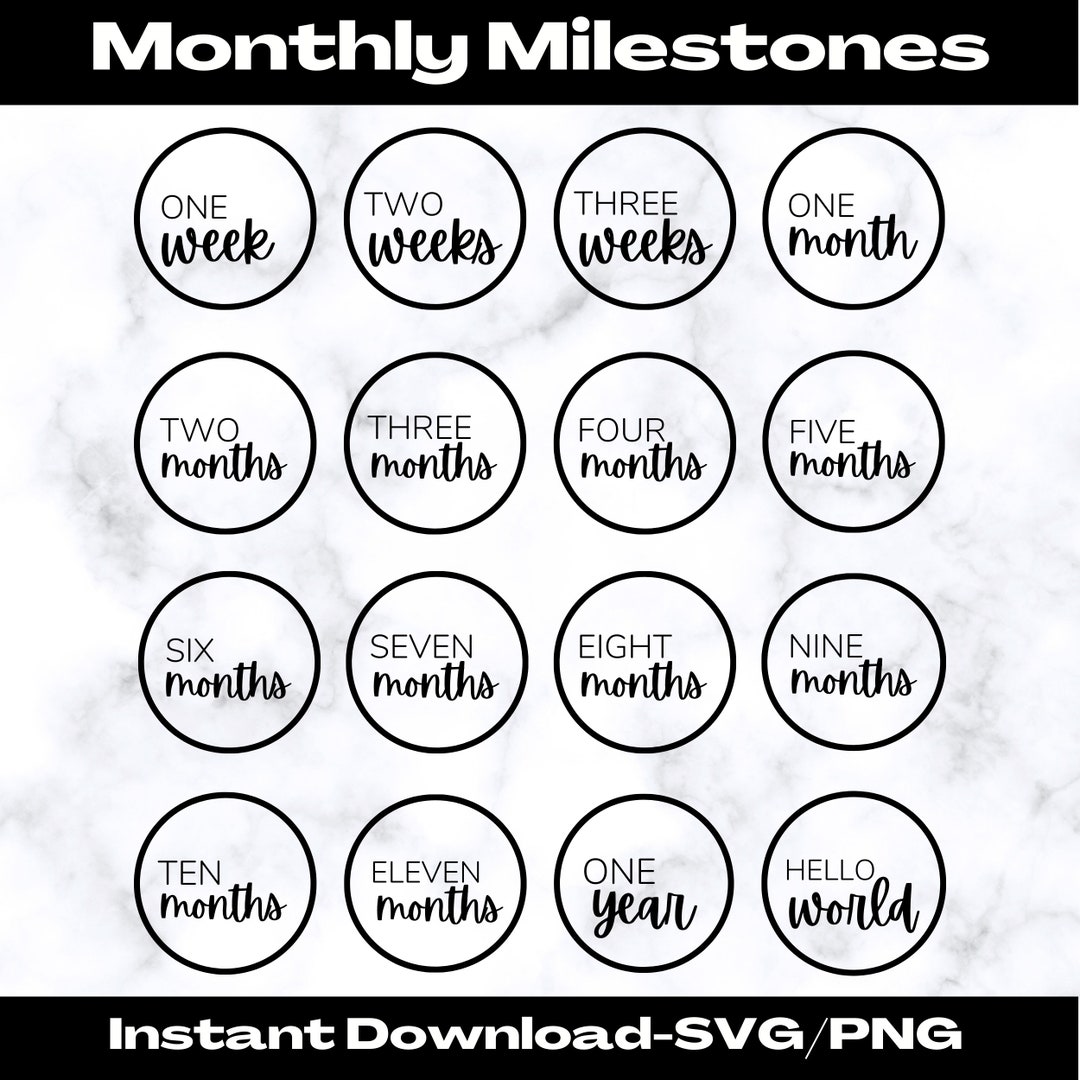 Monthly Milestone Svg, Baby Monthly Milestones, Weekly Milestone