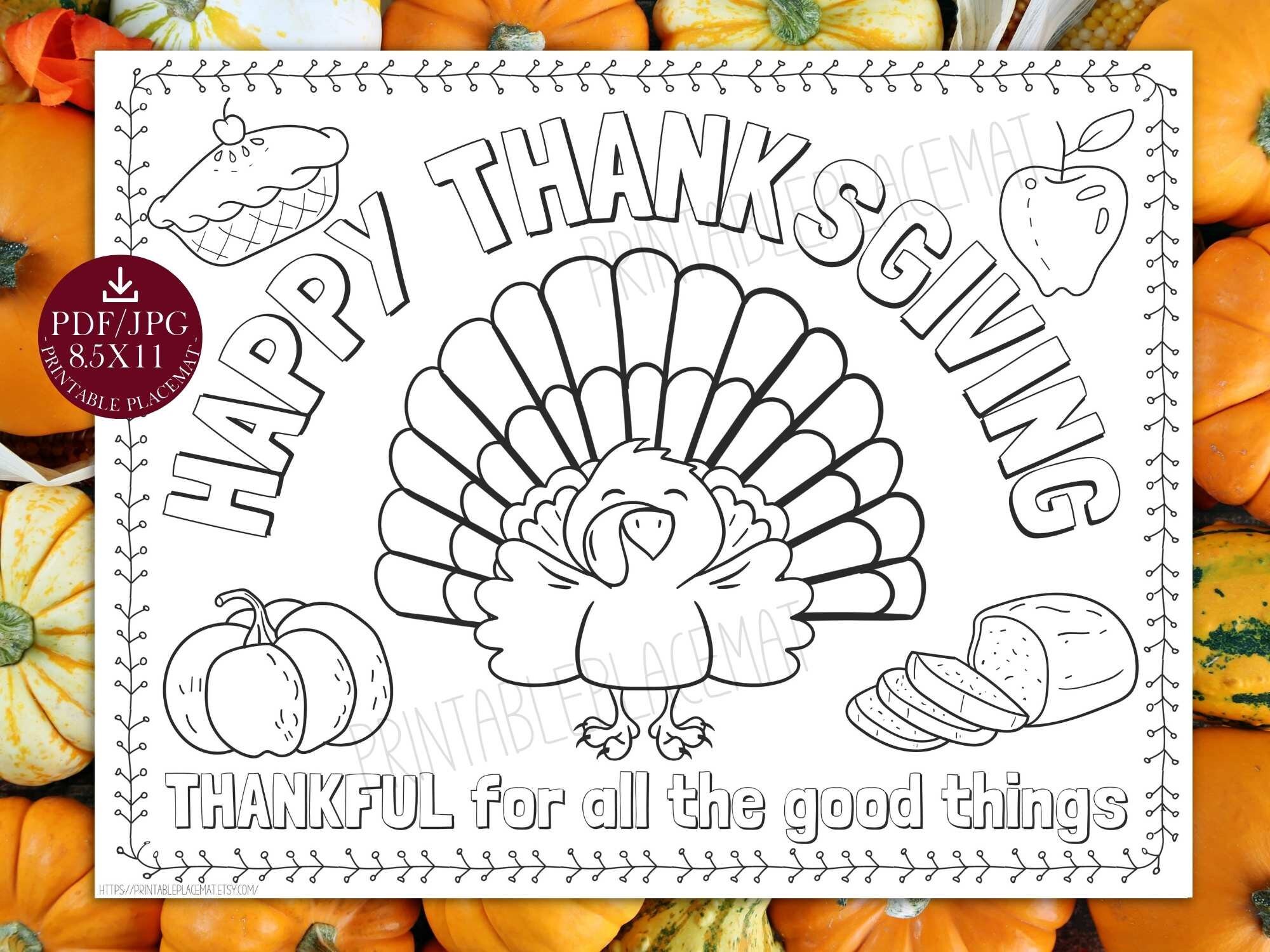 Thanksgiving Placemat PRINTABLE for Kids - Etsy