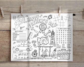 Fathers Day Placemat PRINTABLE Coloring Page Activity Dad Sheet