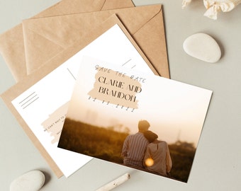 Boho Save the Date Template. Wedding Sunset, Hippie, Simple Save the date digital download.