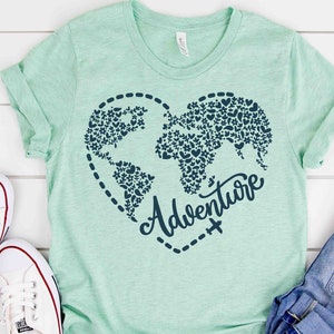 Adventure shirt, Adventure Awaits Shirt, Adventure Heart Shirt Travel Shirt, Globe Shirt, Love to Travel Shirt, Floral World Shirt