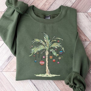 Christmas Palm Tree Shirt, Tropical Xmas Gift, Florida Christmas shirt, Beach Aloha Christmas Tee, Santa July Hawaiian Shirts, Xmas Tree