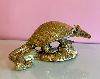 Große Gürteltier-Figur aus Messing; Vintage Gürteltier-Dekor; Messing Texas Geschenk; Gürteltier Geschenk; Wüsten Dekor; Südwestlichen Dekor