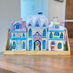Barattoli per spezie vittoriani vintage in stile Lenox Spice Village; set di barattoli per spezie per regalo di inaugurazione della casa