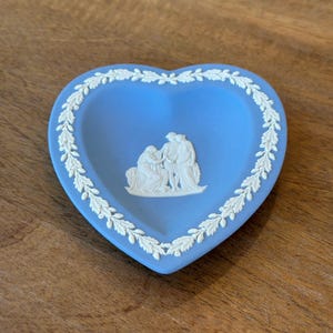 Blue Wedgwood Jasperware Heart Trinket Dish; Made in England; Wedgwood Jasperware Ring Dish