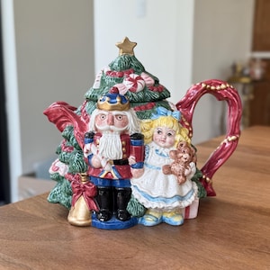 Fitz and Floyd Christmas Nutcracker Tea Pot; Fitz and Floyd Christmas Tea Pot; Vintage Christmas