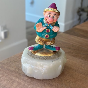 Signed Ron Lee 1992 Dwarf Clown Onyx Base; Ron Lee Clown 1992